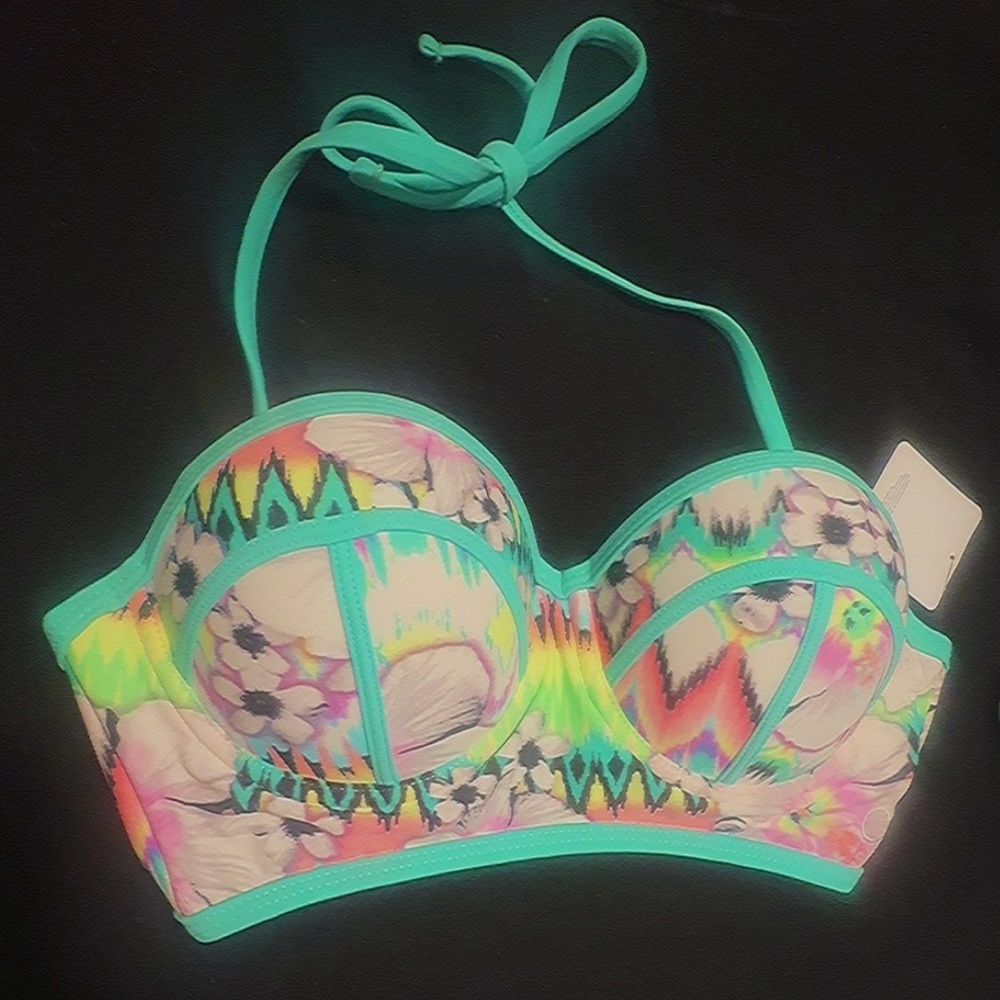 Colorful Floral Bikini Top only top !